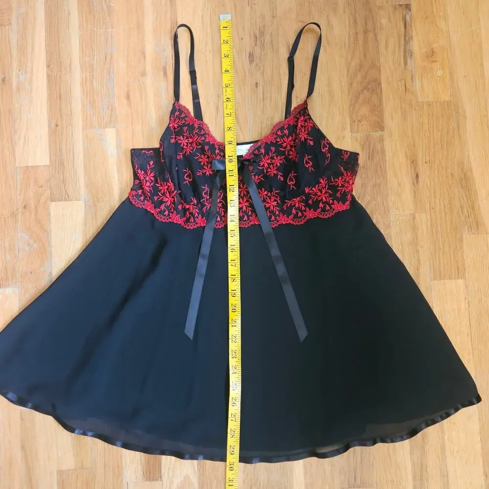Cinema Etoile Lingerie Size L Black Red Lace Vamp Whimsygoth Mesh Festival Dress